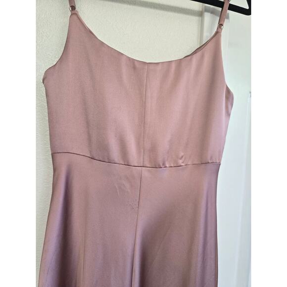 Revelry Pink Ember Satin Maxi Gown Bridesmaid Wedding Formal Side Slit Size 8 - Picture 5 of 11
